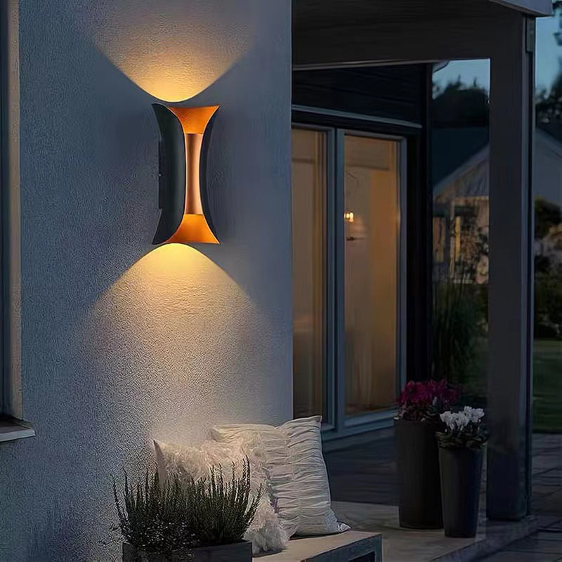 Modern Style Curl Shape Wall Sconce Metal 2 Light Sconces for Outdoor