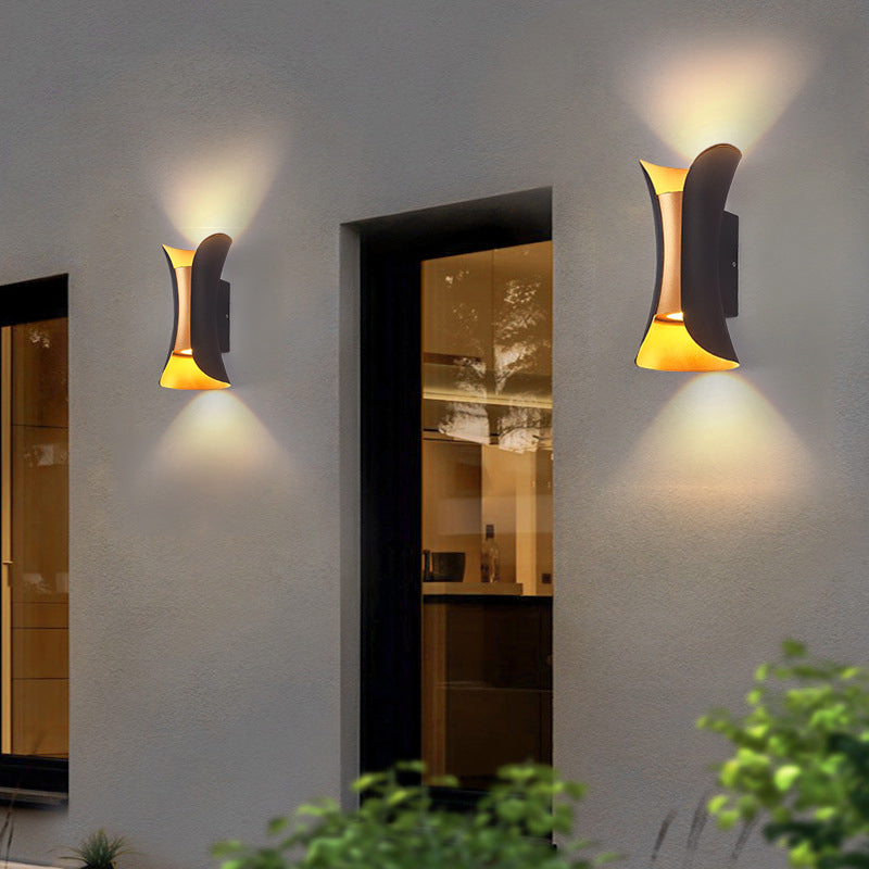 Modern Style Curl Shape Wall Sconce Metal 2 Light Sconces for Outdoor
