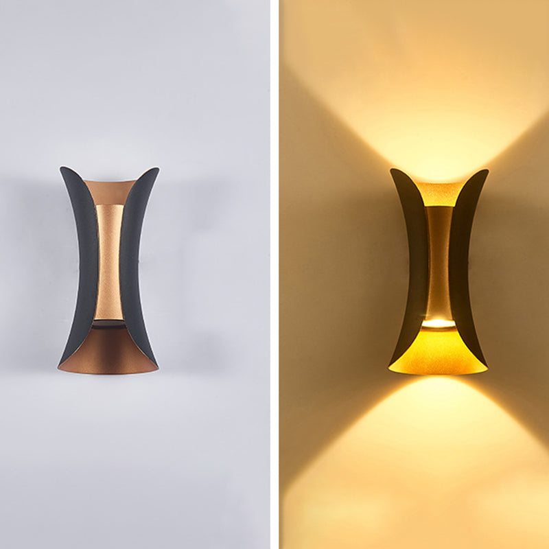 Modern Style Curl Shape Wall Sconce Metal 2 Light Sconces for Outdoor