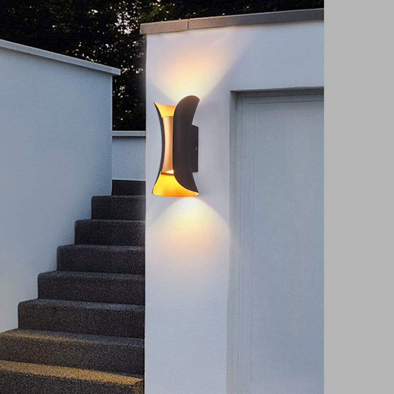 Modern Style Curl Shape Wall Sconce Metal 2 Light Sconces for Outdoor