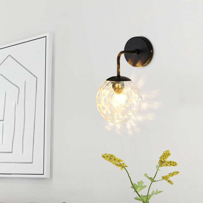 Industrial Style Ball Shape Wall Sconce Glass 1 Light Sconces for Dining Room
