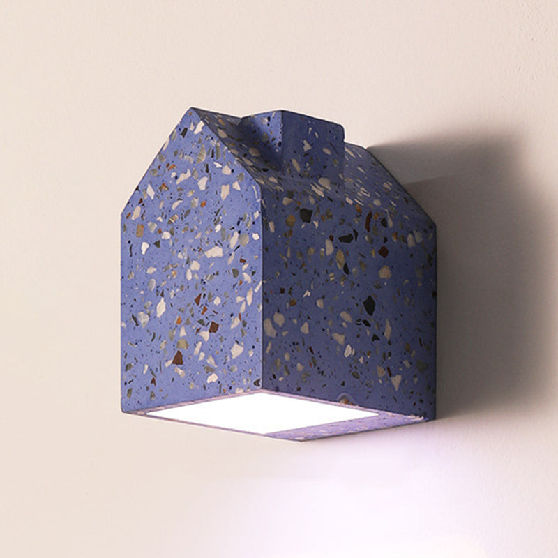 Modern Style House Shape Wall Sconce Stone 1 Light Sconces for Bedroom