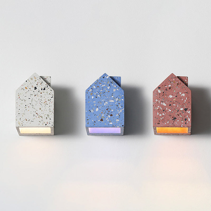 Modern Style House Shape Wall Sconce Stone 1 Light Sconces for Bedroom