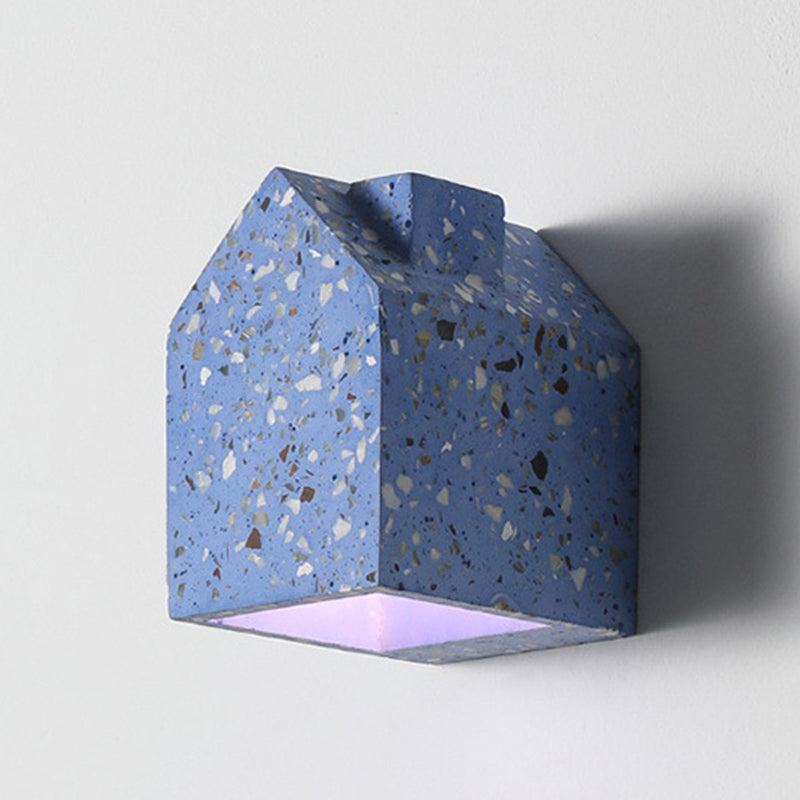 Modern Style House Shape Wall Sconce Stone 1 Light Sconces for Bedroom