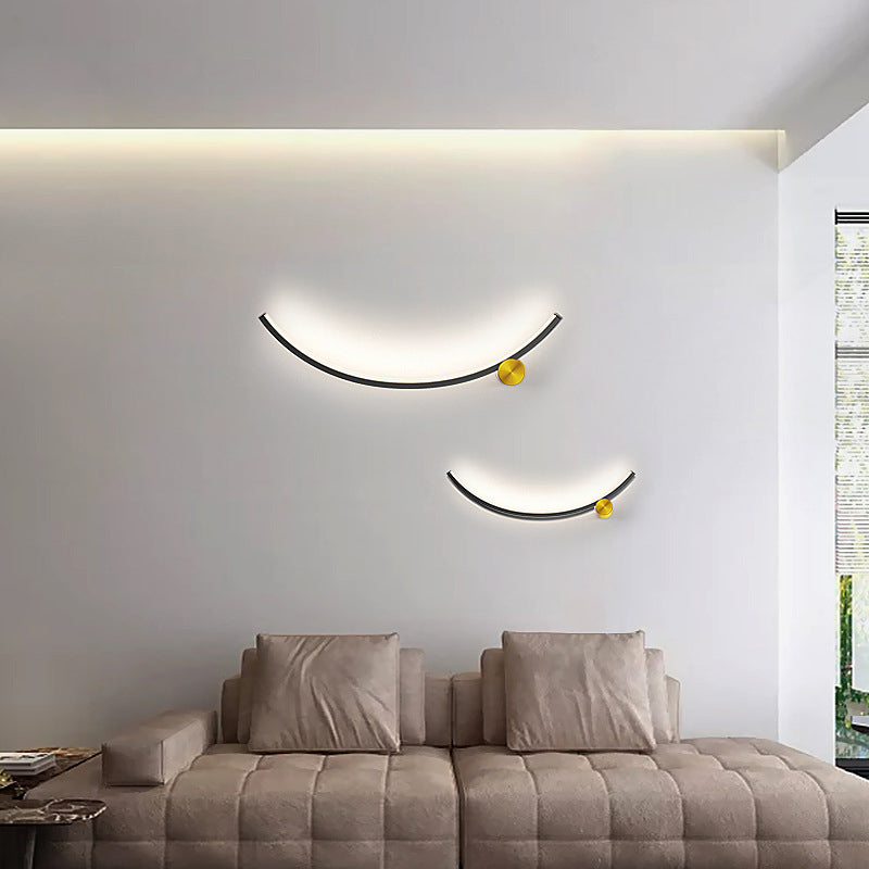 Linear Shape Wall Lamp Modern Style Acrylic 1 Light Sconce in Black