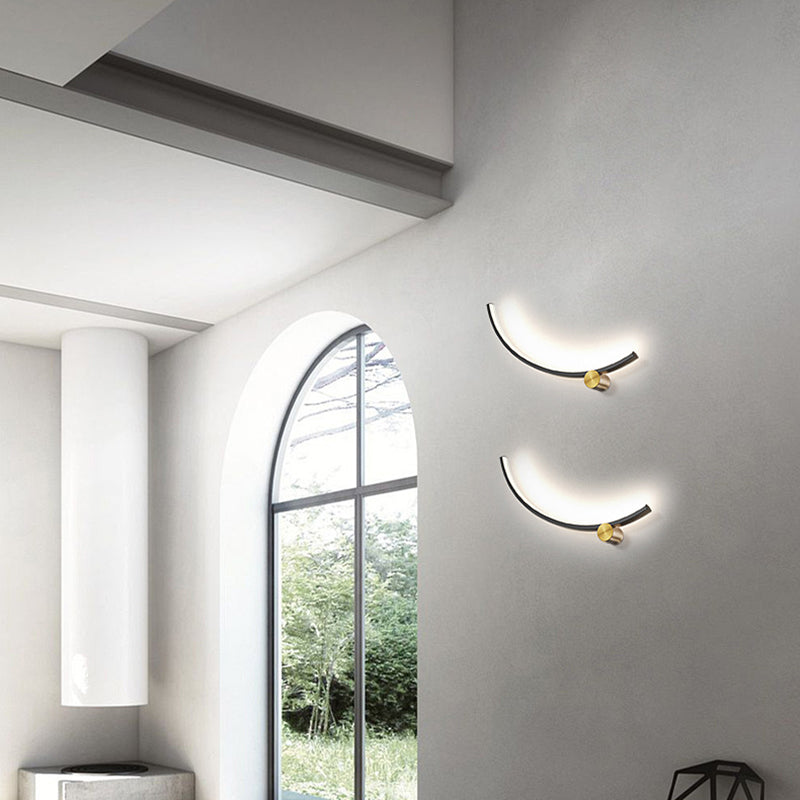 Linear Shape Wall Lamp Modern Style Acrylic 1 Light Sconce in Black