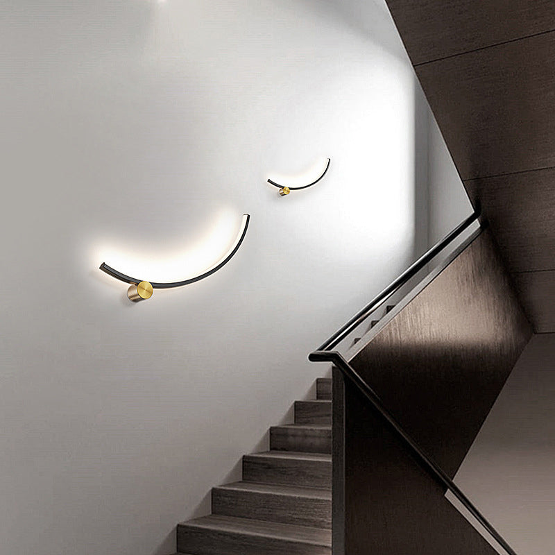 Linear Shape Wall Lamp Modern Style Acrylic 1 Light Sconce in Black