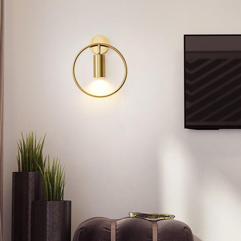 Modern Style Circle Shape Wall Sconce Metal 1 Light Sconces for Bedroom