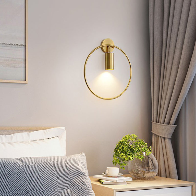 Modern Style Circle Shape Wall Sconce Metal 1 Light Sconces for Bedroom