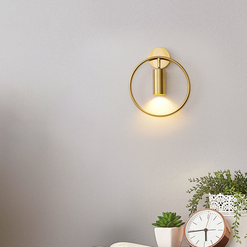 Modern Style Circle Shape Wall Sconce Metal 1 Light Sconces for Bedroom