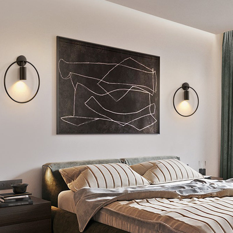 Modern Style Circle Shape Wall Sconce Metal 1 Light Sconces for Bedroom