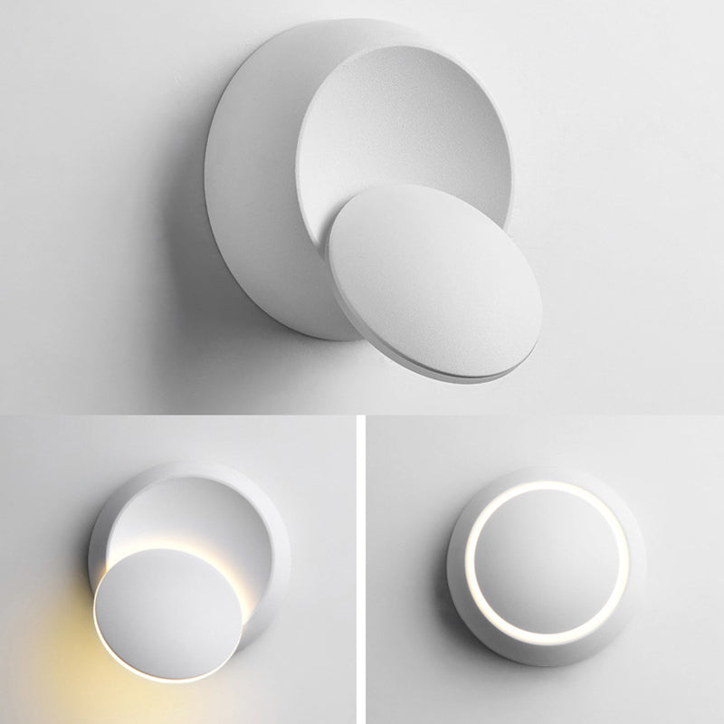 Round Disc Shape Wall Sconce Modern Style Acrylic 1 Light Sconce in Black / White