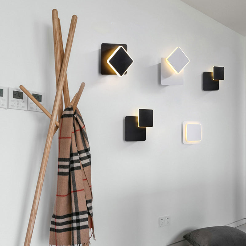 Modern Style Wall Sconce Metal 1 Light Sconces in Black / White
