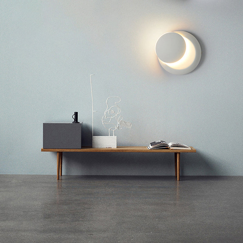 Round Disc Shape Wall Lamp Modern Style Acrylic 1 Light Sconce in White