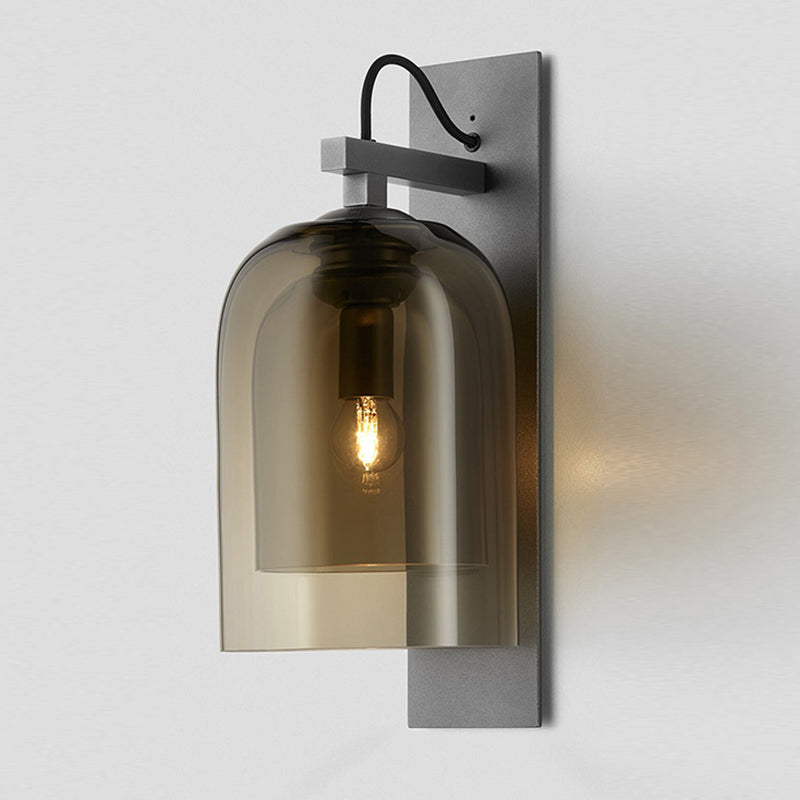 Dome Shape Wall Sconce Modern Style Glass 1 Light Sconce in Black and Grey