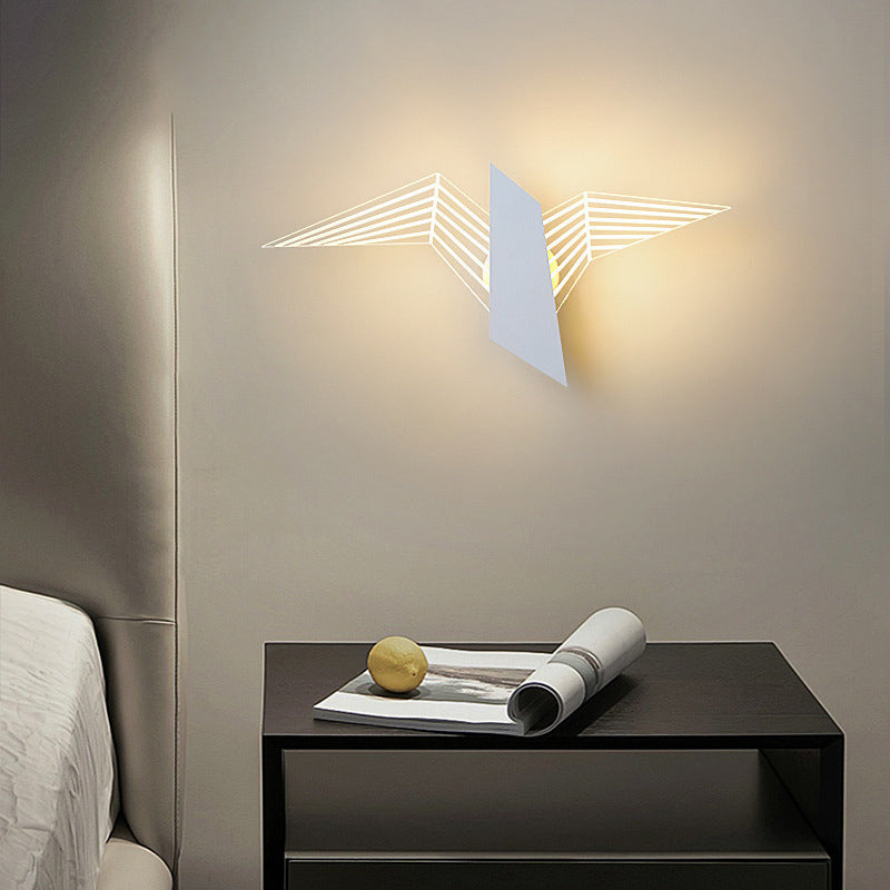 Metal and Acrylic LED Wall Flush Mount Contemporary in Black / White / Gold