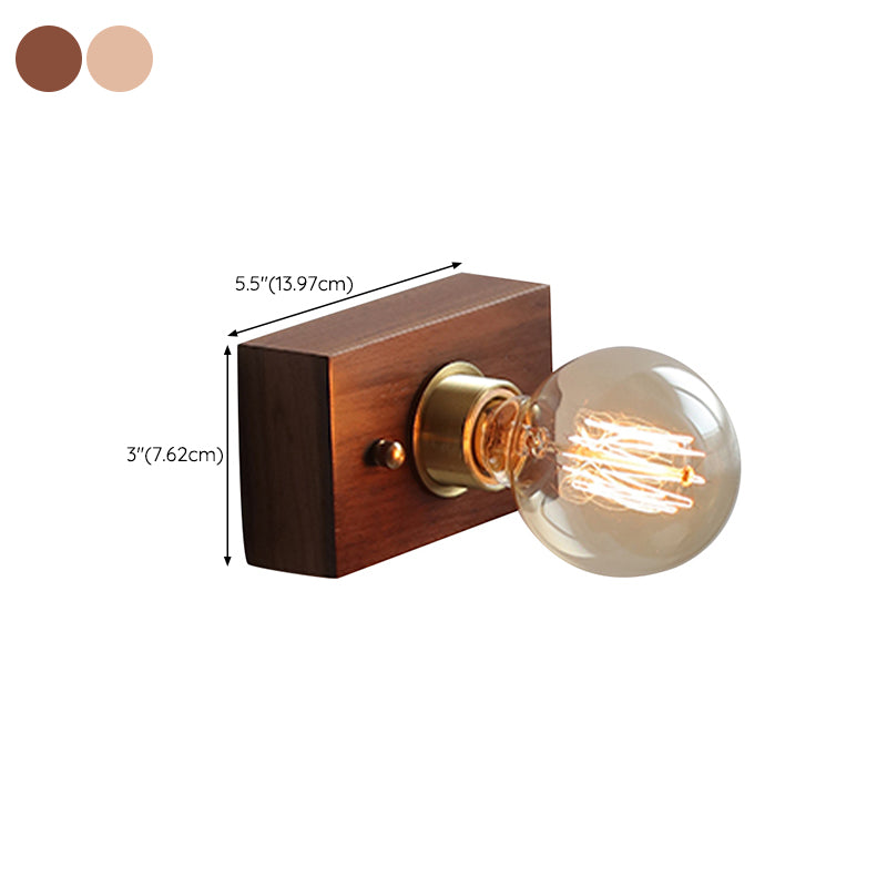 Minimalist Wall Sconce Exposed Bulb Wooden Sconce Light for Bedroom