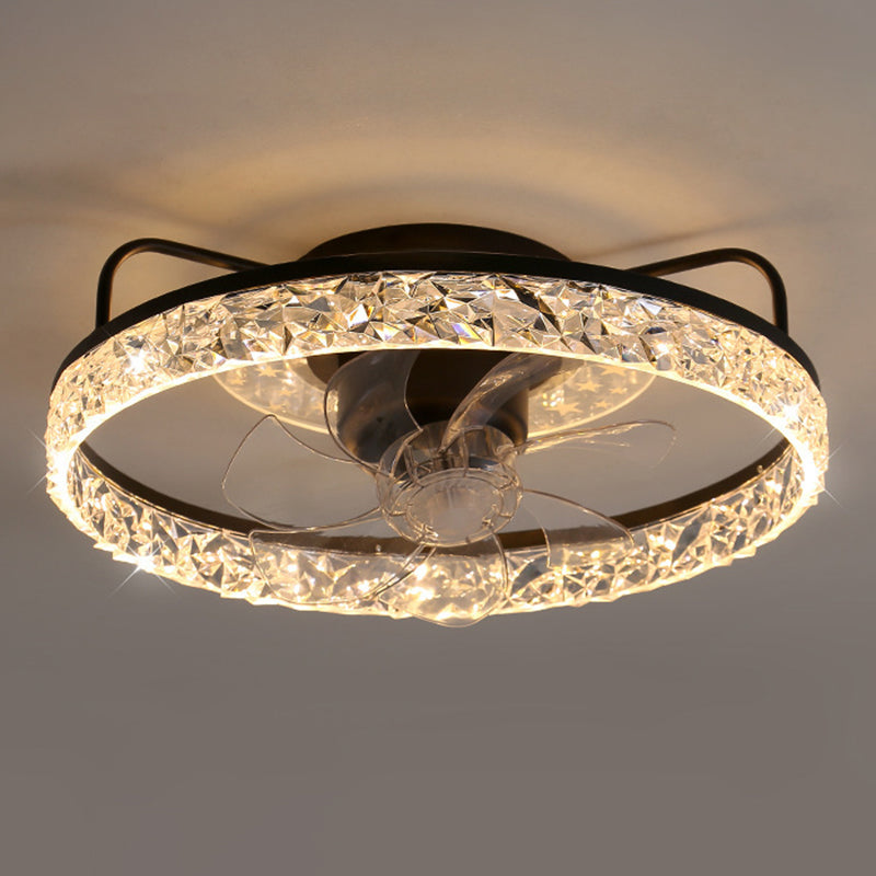 3-Blade Metal Fan with Light Modernism Black/White Ceiling Fan for Home