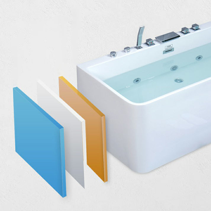 Contemporary Stand Alone Tub with Drain Bathroom White Acrylic Bathtub