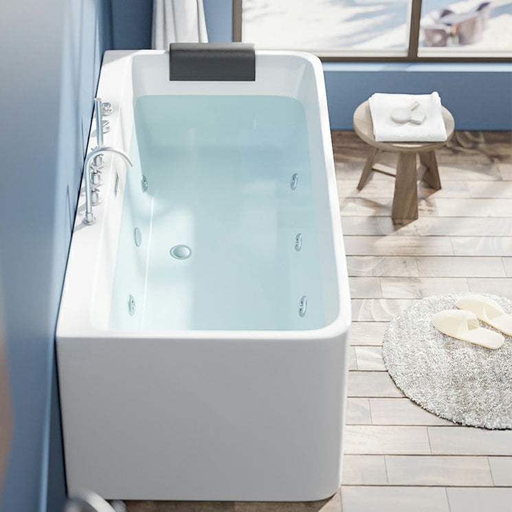 Contemporary Stand Alone Tub with Drain Bathroom White Acrylic Bathtub