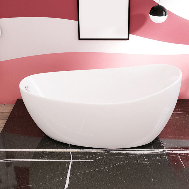 Acrylic Oval Bathtub for Bathroom Modern Soaking Freestanding Tub
