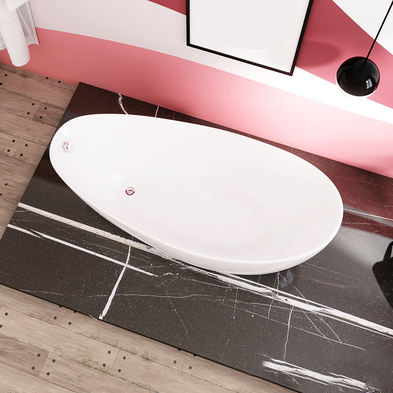 Acrylic Oval Bathtub for Bathroom Modern Soaking Freestanding Tub