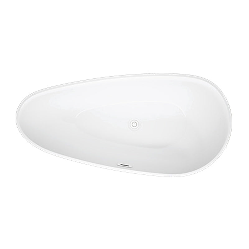 Matte Finish Oval Bathtub with Drain and Overflow Trim Acrylic Soaking Freestanding Tub