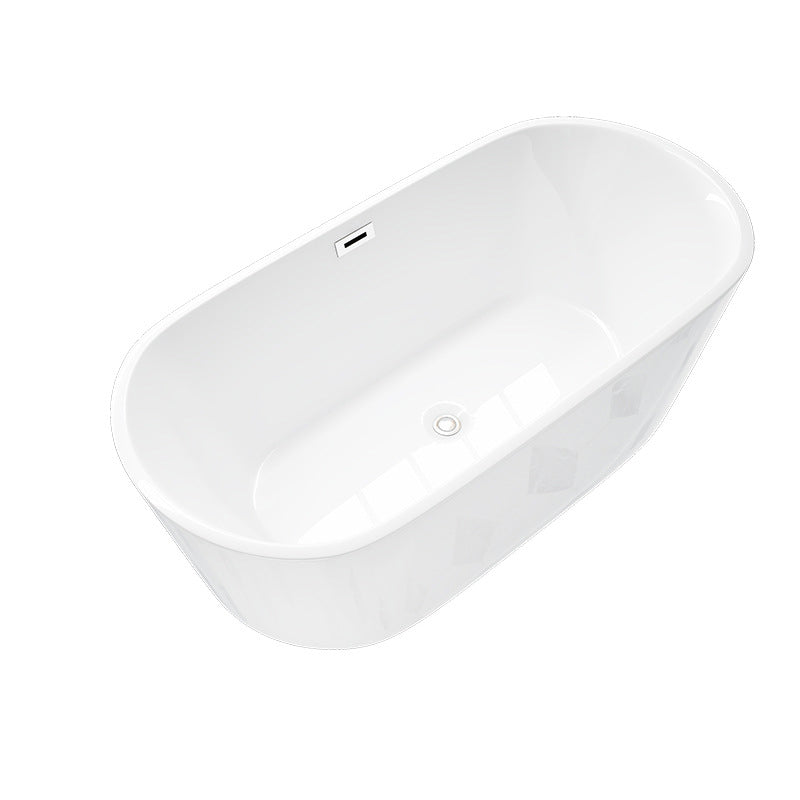 Oval Tub with Drain and Overflow Trim Modern Acrylic Soaking Bathtub