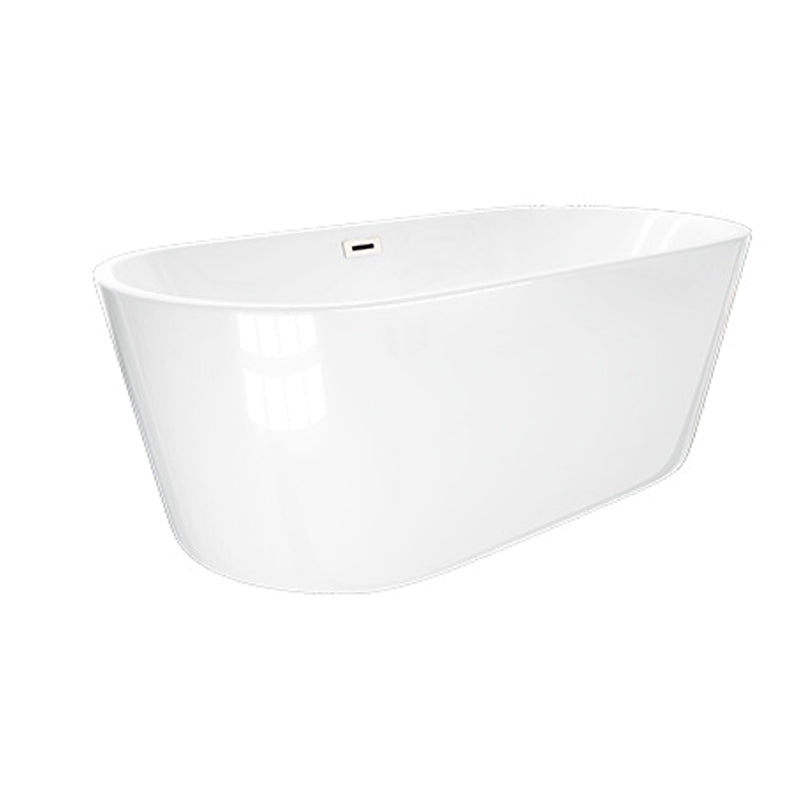 Oval Tub with Drain and Overflow Trim Modern Acrylic Soaking Bathtub