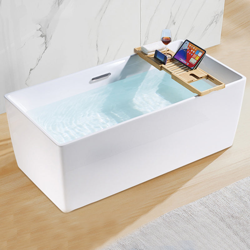 Freestanding Acrylic Bathtub Oval Soaking Tub  with Slotted Overflow & Pop-up Drain