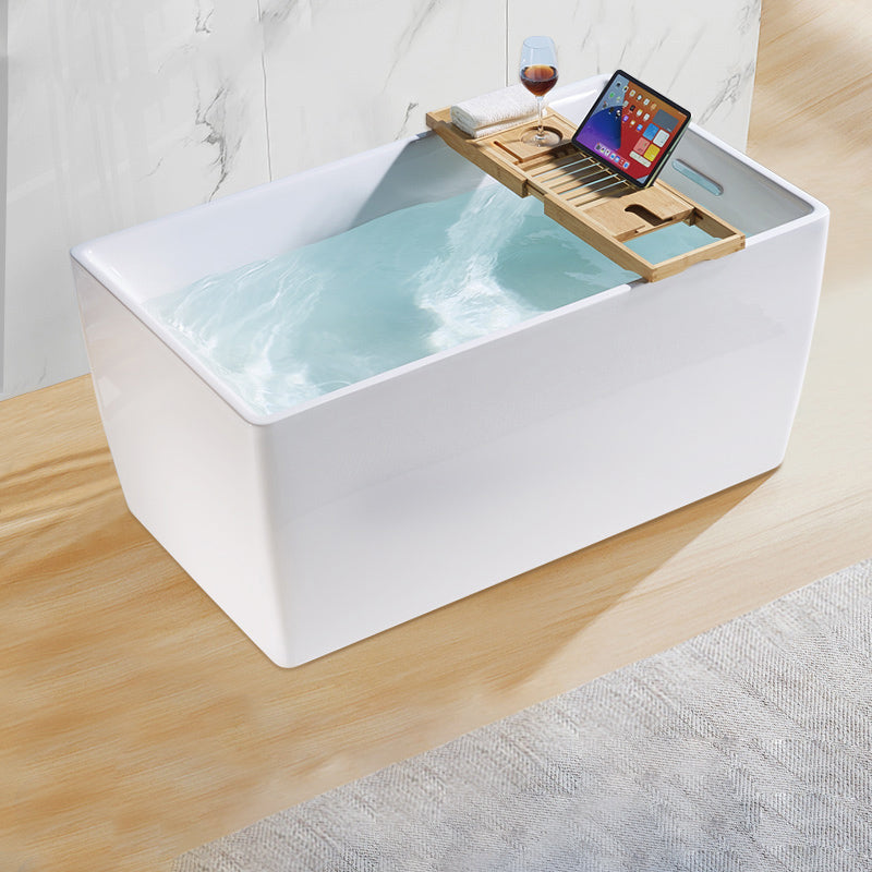 Freestanding Acrylic Bathtub Oval Soaking Tub  with Slotted Overflow & Pop-up Drain