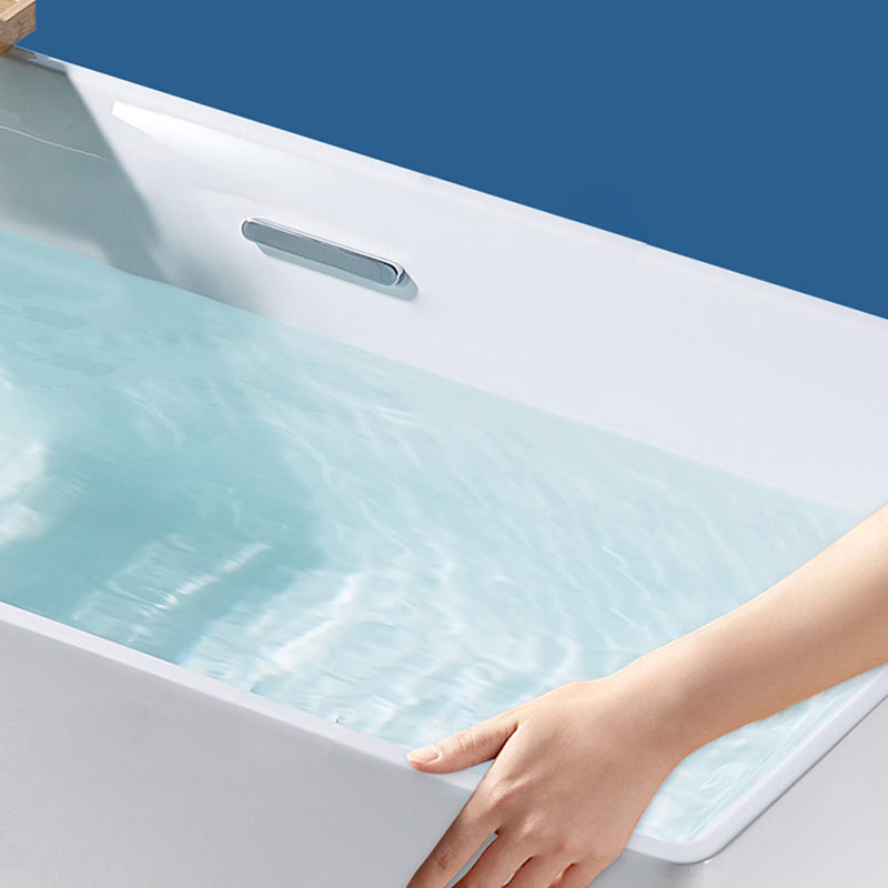 Freestanding Acrylic Bathtub Oval Soaking Tub  with Slotted Overflow & Pop-up Drain