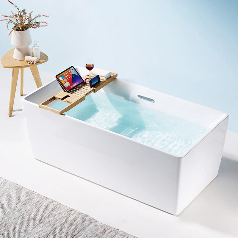 Freestanding Acrylic Bathtub Oval Soaking Tub  with Slotted Overflow & Pop-up Drain