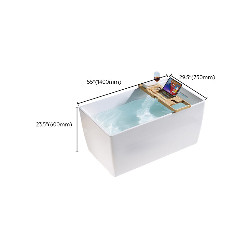 Freestanding Acrylic Bathtub Oval Soaking Tub  with Slotted Overflow & Pop-up Drain