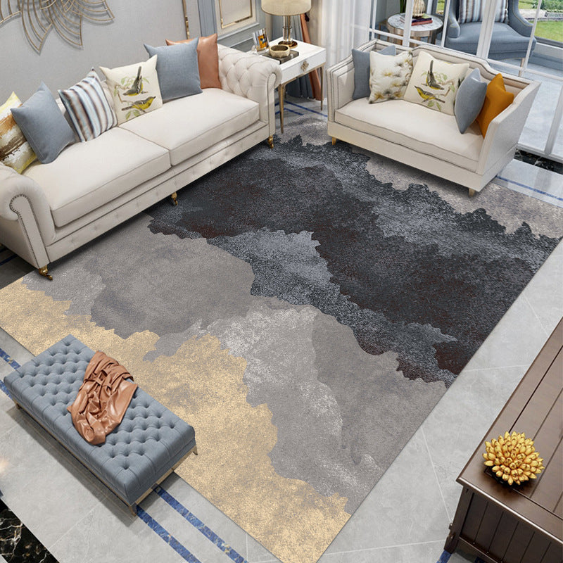 Grey Modern Carpet Polyester Graphic Carpet Stain Resistant Carpet for Drawing Room