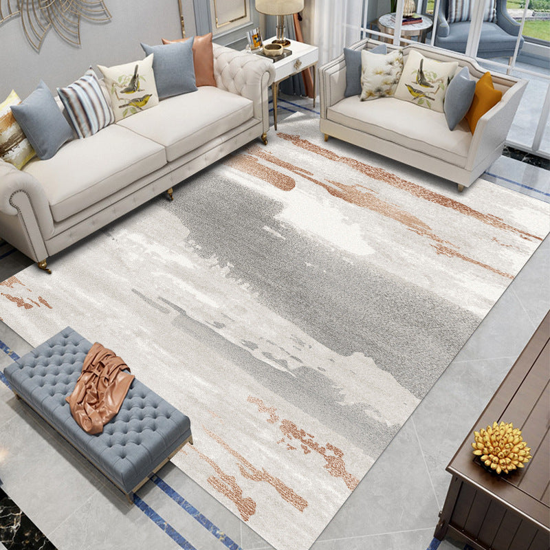 Grey Modern Carpet Polyester Graphic Carpet Stain Resistant Carpet for Drawing Room