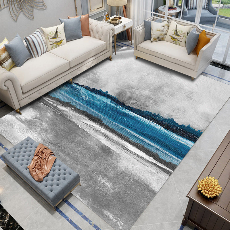 Grey Modern Carpet Polyester Graphic Carpet Stain Resistant Carpet for Drawing Room