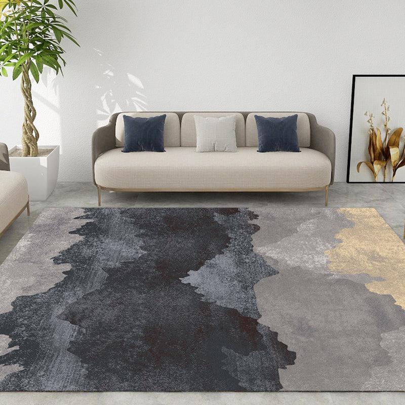 Grey Modern Carpet Polyester Graphic Carpet Stain Resistant Carpet for Drawing Room