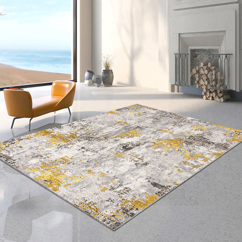 Gorgeous Gray Rug Polyester Graphic Rug Washable Rug for Living Room
