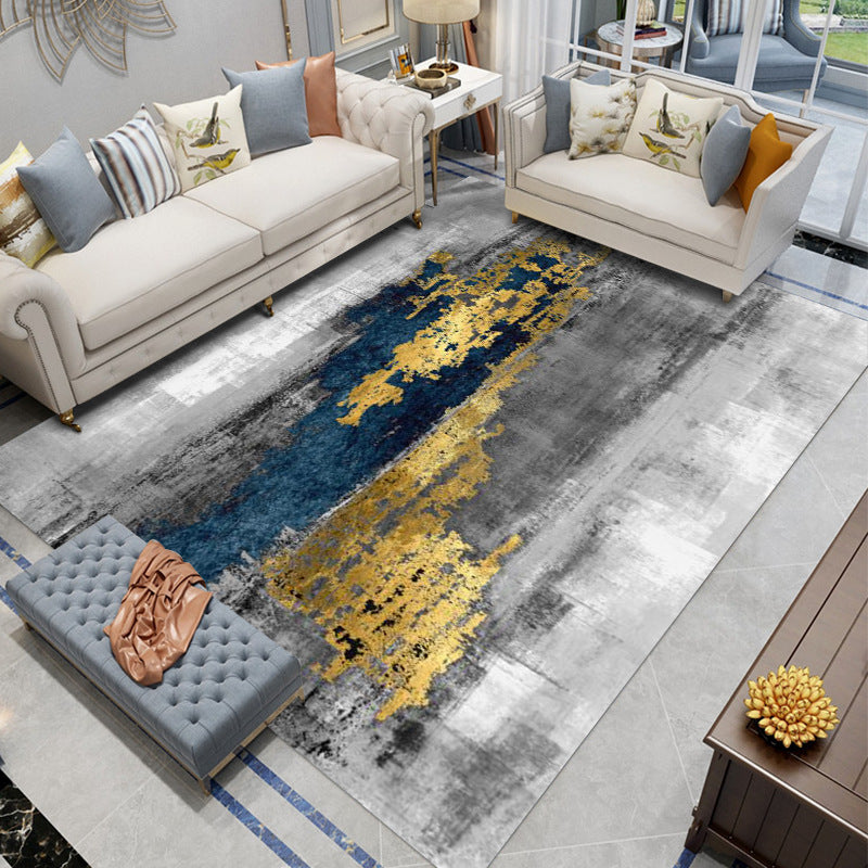 Modern Rug Gray Polyester Abstract Graphic Rug Stain Resistant Rug for Living Room