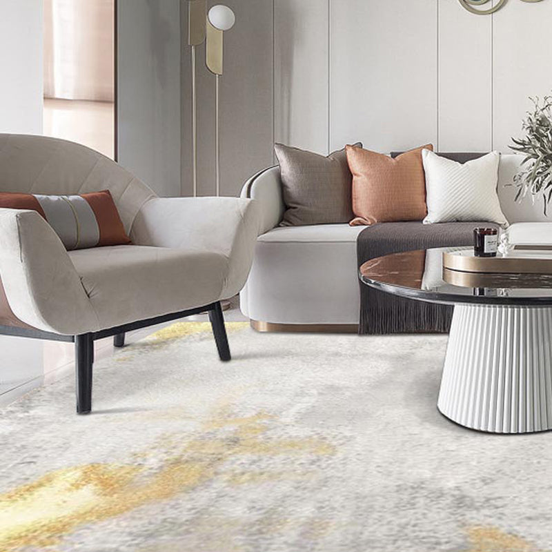 Modern Rug Gray Polyester Abstract Graphic Rug Stain Resistant Rug for Living Room