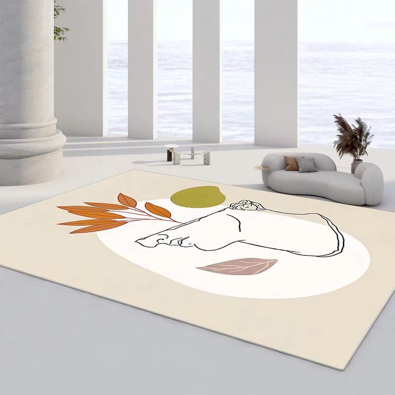Magnificent Flowers Rug Polyester Yellow Rug Washable Indoor Rug for Drawing Room