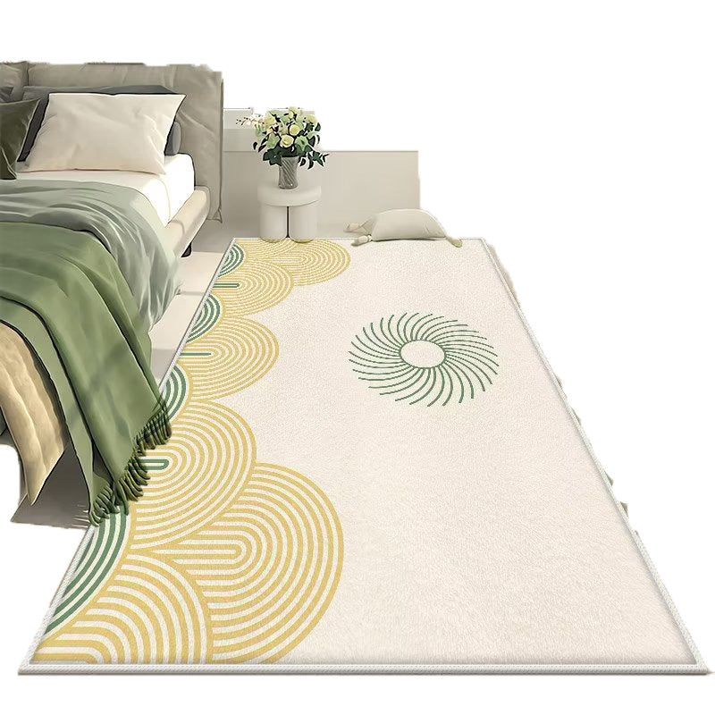 Brown Modern Rug Polyester Line Rug Washable Rug for Bedroom