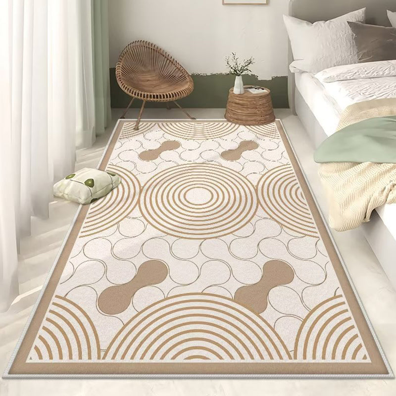 Brown Modern Rug Polyester Line Rug Washable Rug for Bedroom
