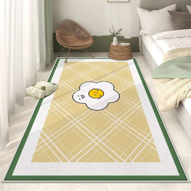 Brown Modern Rug Polyester Line Rug Washable Rug for Bedroom