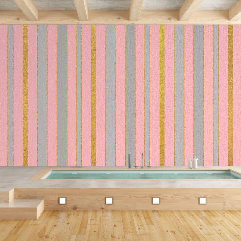 Illustration Stain Resistant Mural Wallpaper Stripe Sleeping Room Wall Mural