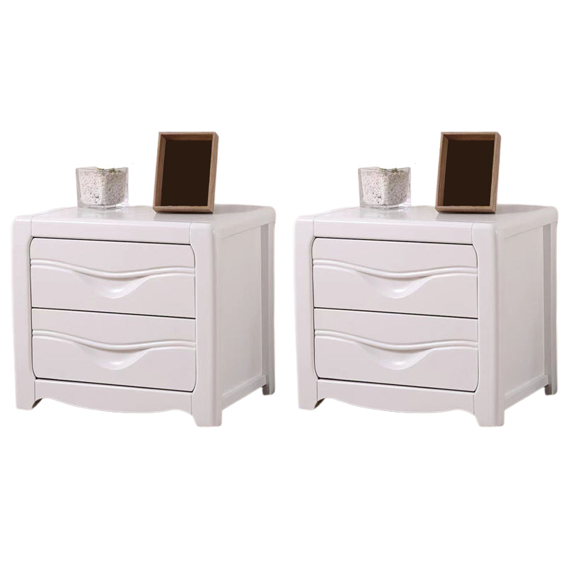Solid Wood Nightstand Modern 2-drawer Bedside Cabinet for Living Room