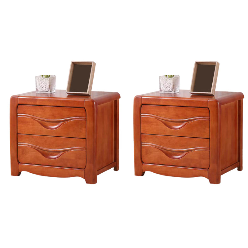 Solid Wood Nightstand Modern 2-drawer Bedside Cabinet for Living Room