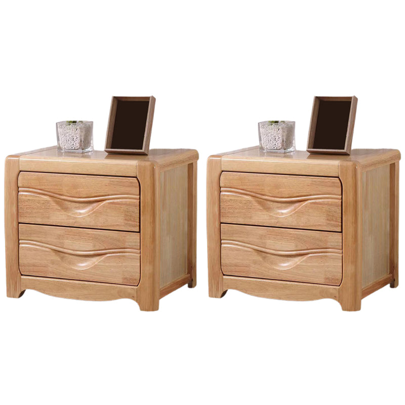 Solid Wood Nightstand Modern 2-drawer Bedside Cabinet for Living Room