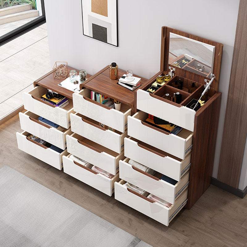 Contemporary Wooden Storage Chest Vertical Bedroom Chest with Drawers